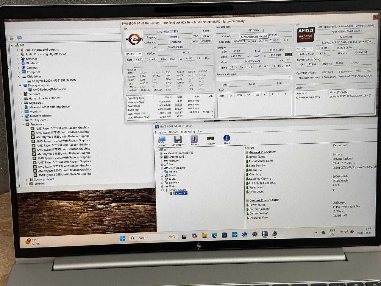 HP EliteBook 16" 665 G11 Ryzen 5-7535U 16GbDDR5/SSD 512 LTE 5G Ноутбук