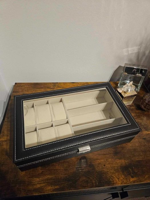 Kuferek szkatułka etui pudełko organizer na zegarki i okulary