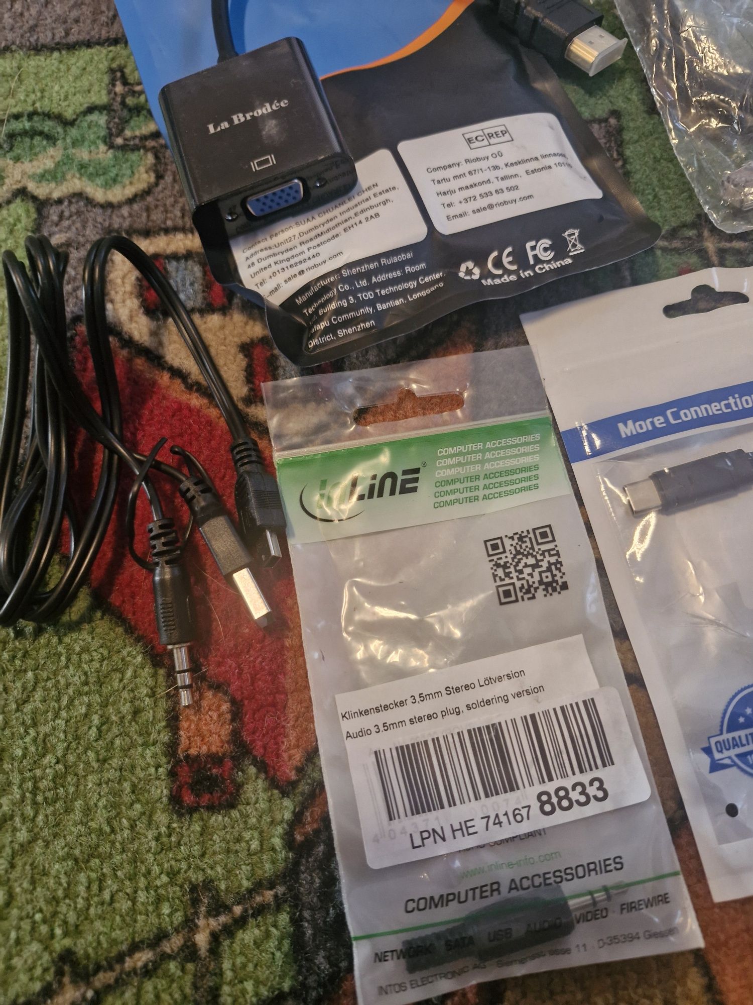 Zestaw kabli usb hdmi jack
