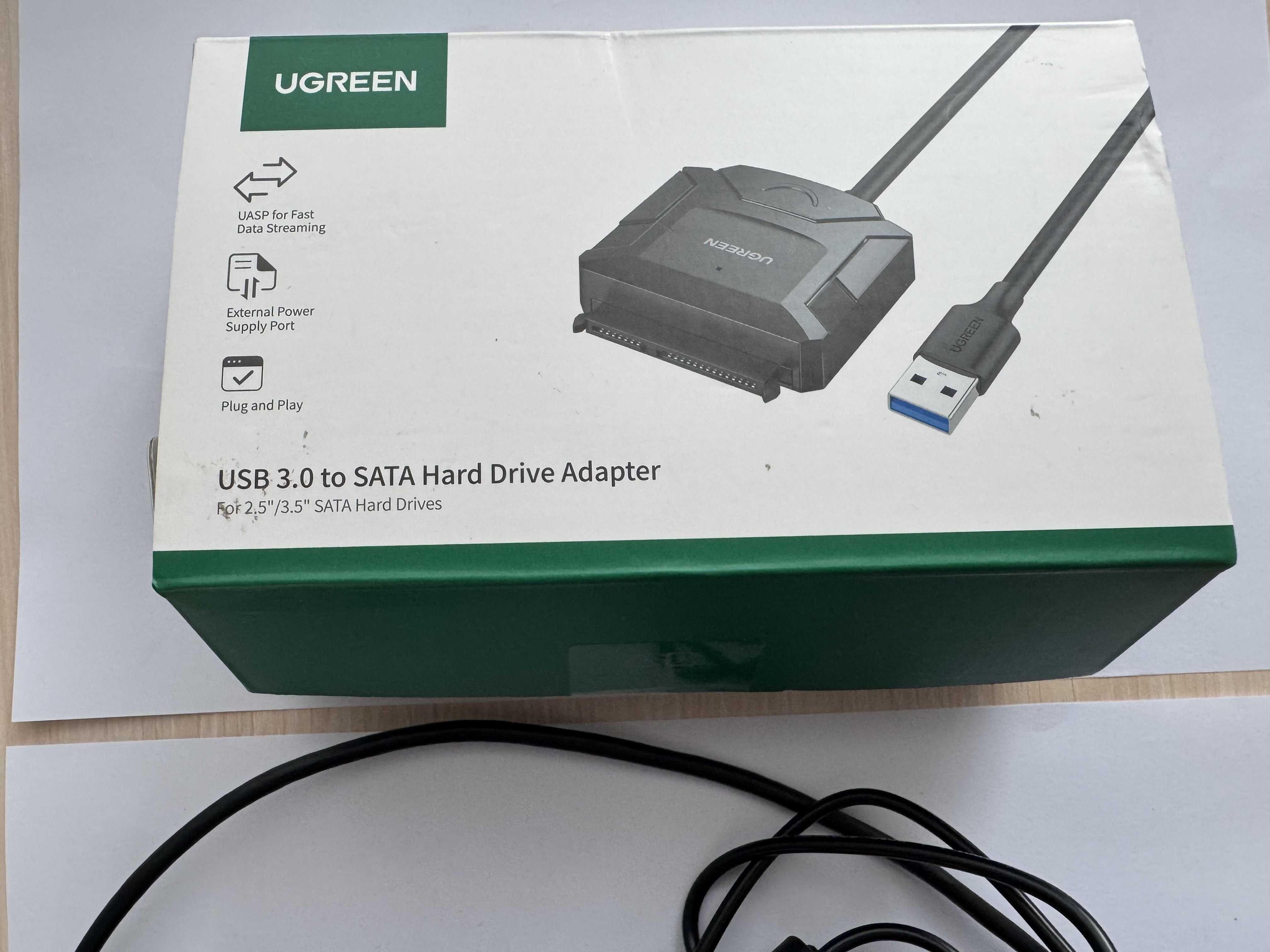 Кабель-адаптер UGREEN USB 3.0-SATA для 2,5"/3,5" жорсткого диска Black