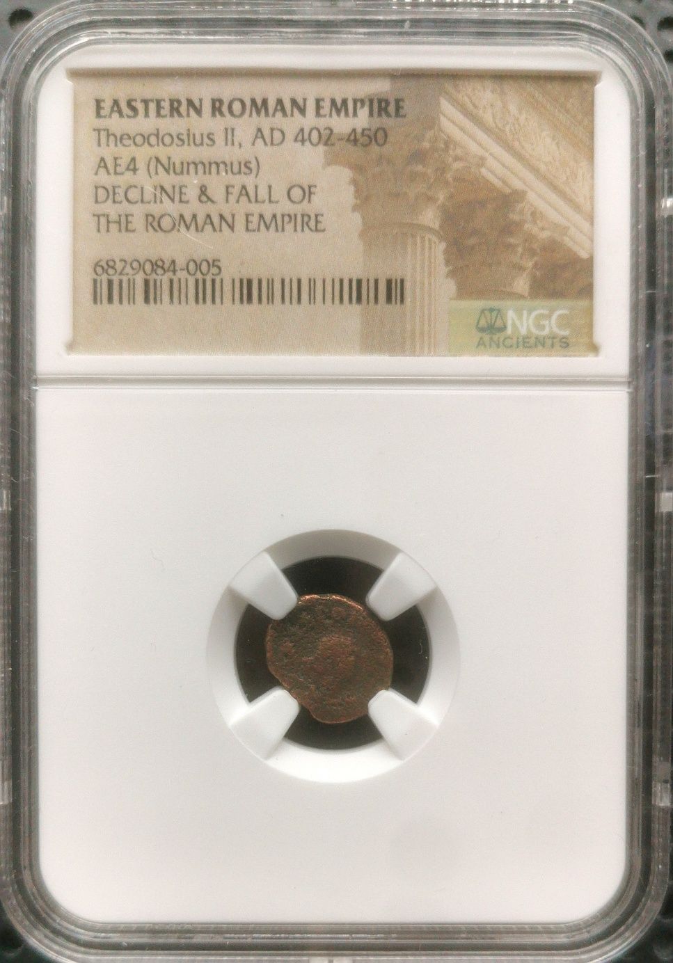 Oryginalna moneta rzymska Cesarz Teodozjusz II - grading NGC