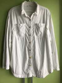 Белая рубашка оверсайз,M/L,55%  лен
