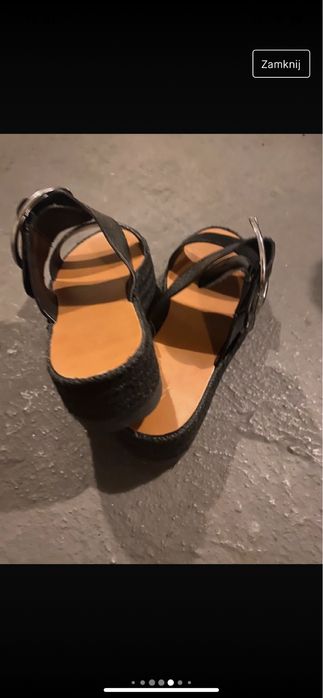 H&M klapki premium skóra zamsz cxarne 36