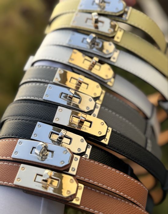 Жіночий шкіряний ремінь з лого ремінець тонкий kelly Hermes