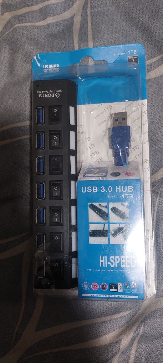 Концентратор USB хаб 3.0 на 7 юсб портів з вимикачами Hub Розгалужувач