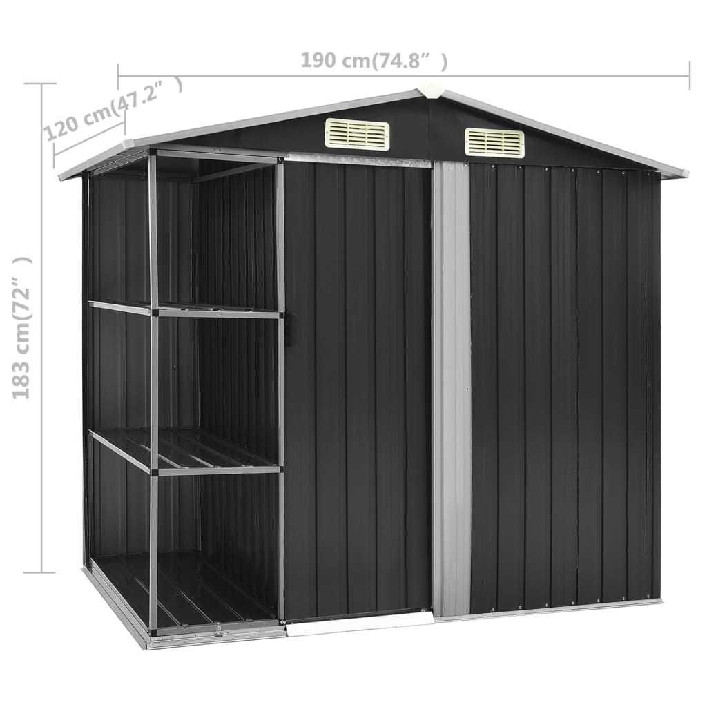 Abrigo de jardim com prateleiras 205x130x183 cm