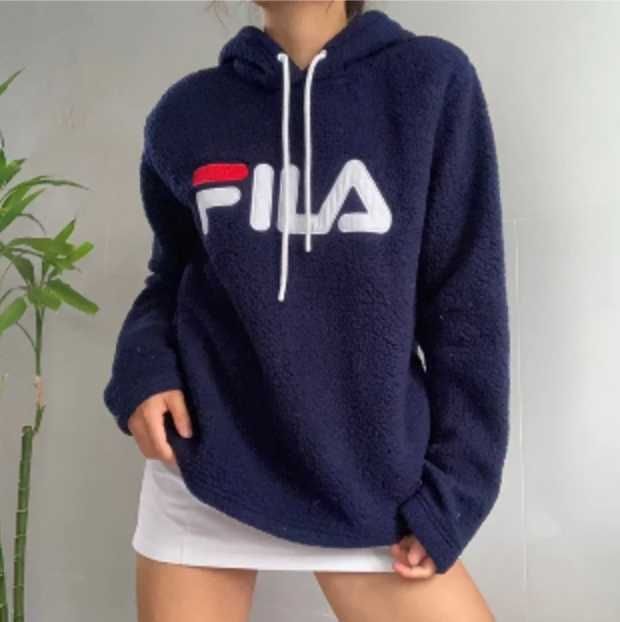 Трендовая Tедди кофта худи FILA Teddy Оригинал р. XL в идеале Оверсайз