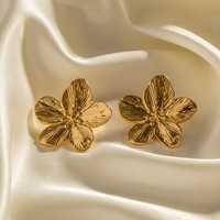 Nowe złote kolczyki kwiatki 3 cm