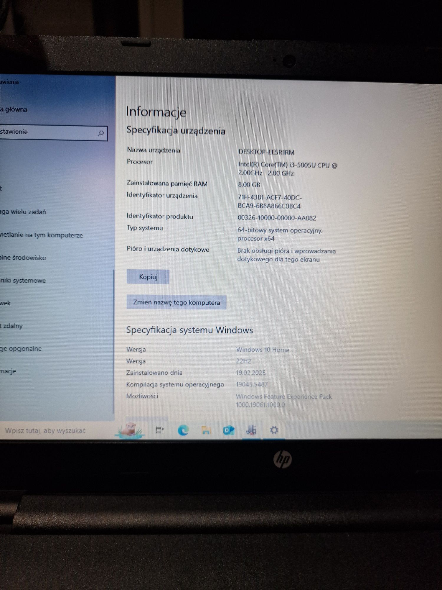 Laptop hp 250 G4, i3-5005u, 8GB RAM