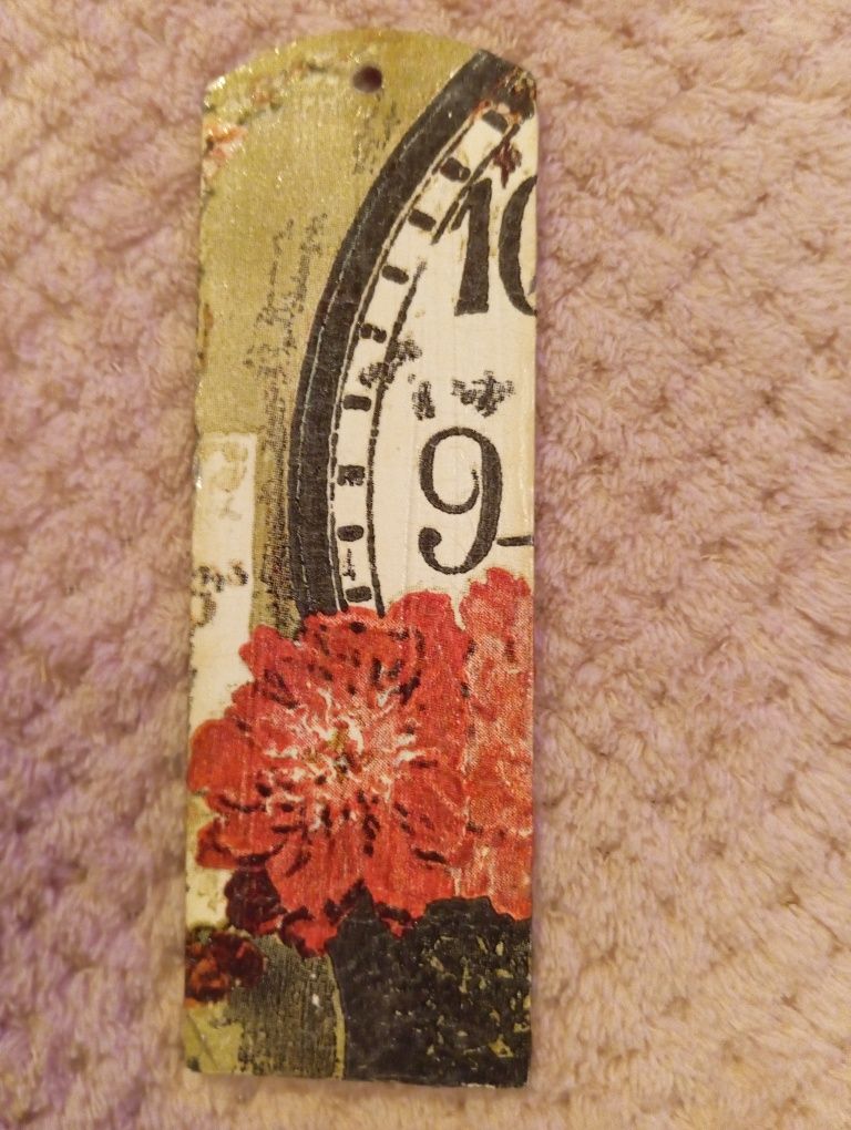 Zakładka do książek zegar kwiat Decoupage