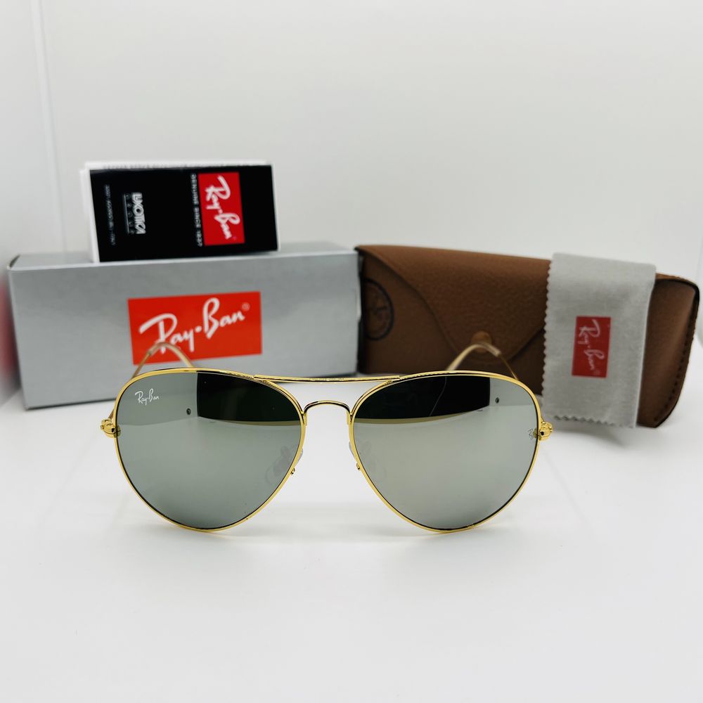 Солнцезащитные очки Ray Ban Aviator 3026 Gold-Mirrored 62мм стекло