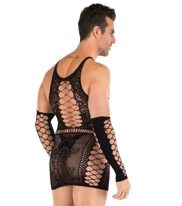 MĘSKA seksowna bielizna erotyczna komplet koszulka rękawice