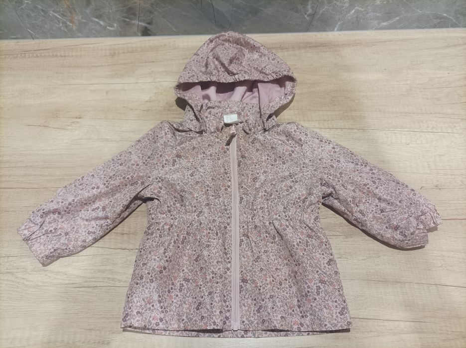 Kurteczka dziewczęca H&M, pudrowy róż, kwiaty, 74cm