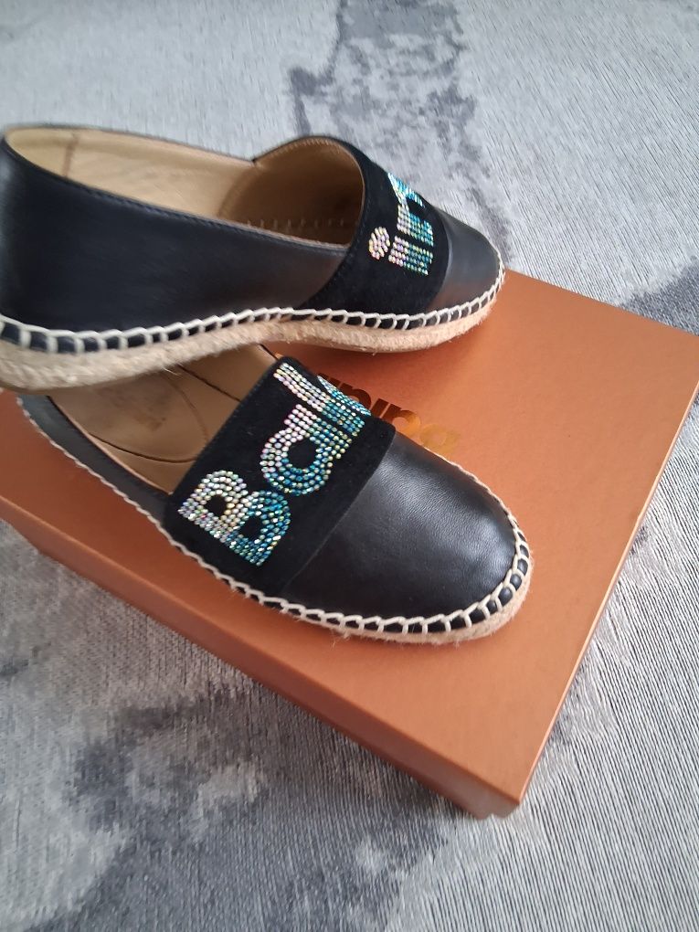 Espadryle Baldinini oryginalne 37 czarne skórzane