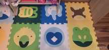 Puzzle piankowe, mata edukacyjna kolorowe zwierzęta, dywan stan bdb-