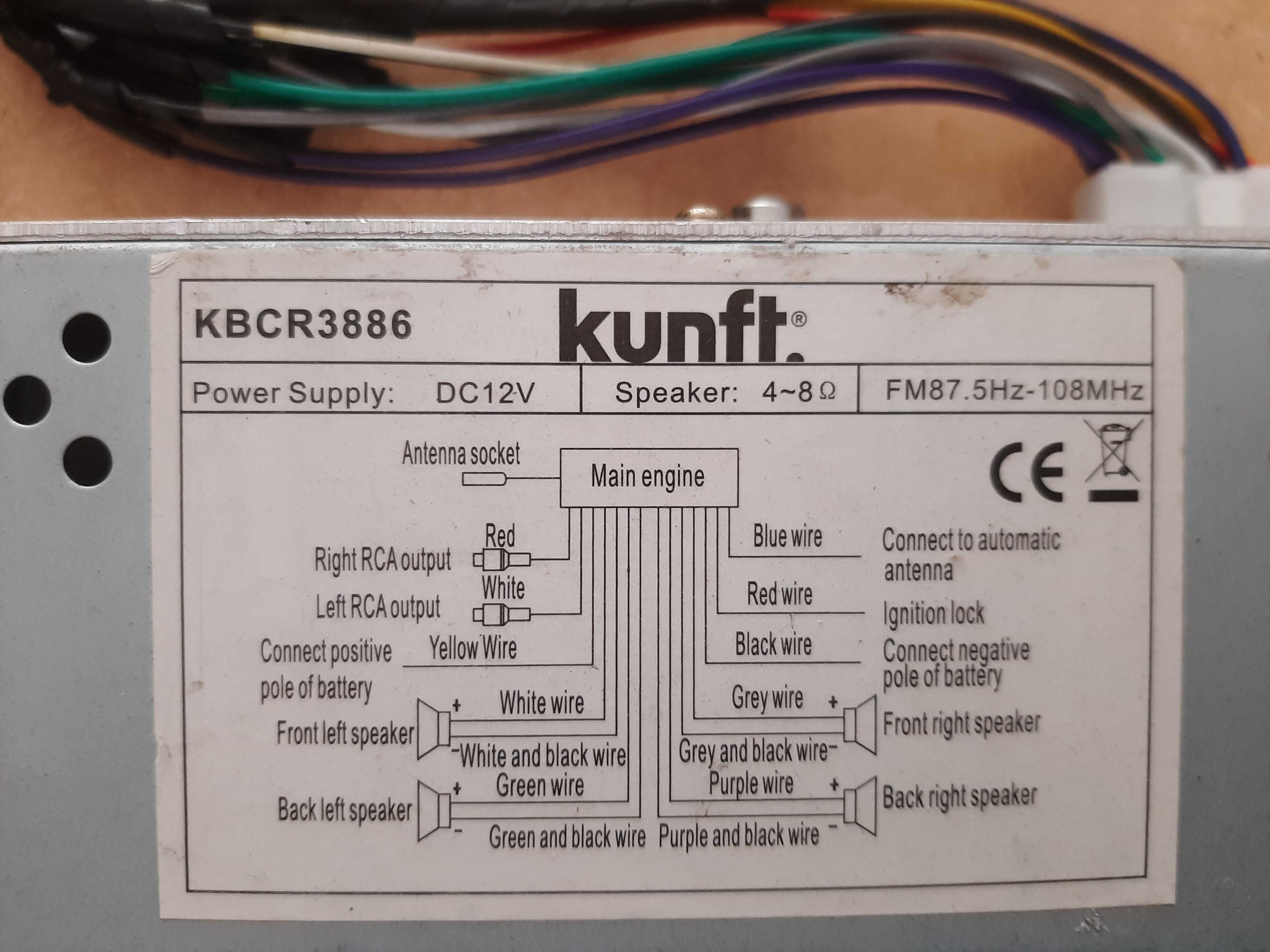 Autorrádio KUNFT KBCR3886