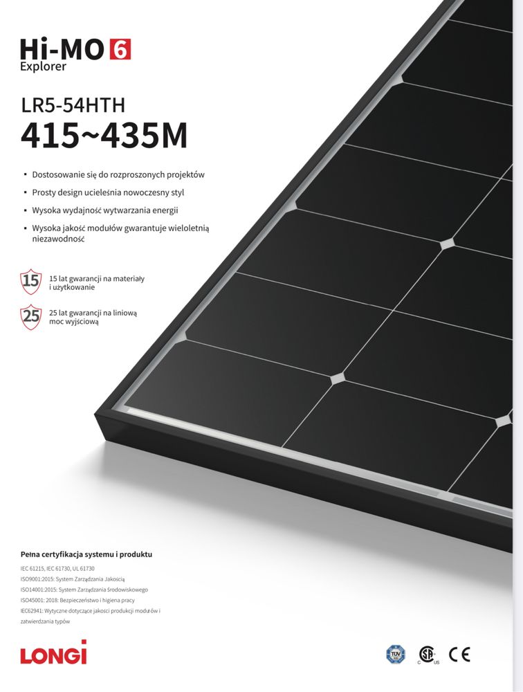 Panel fotowoltaiczny 430 W Longi Solar