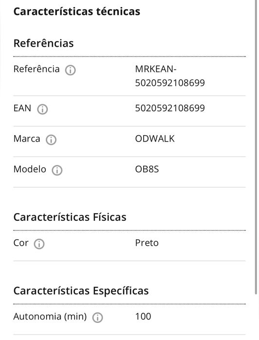 Aspirador Robô Inteligente ODWALK OB8S - Novo, Sem Uso