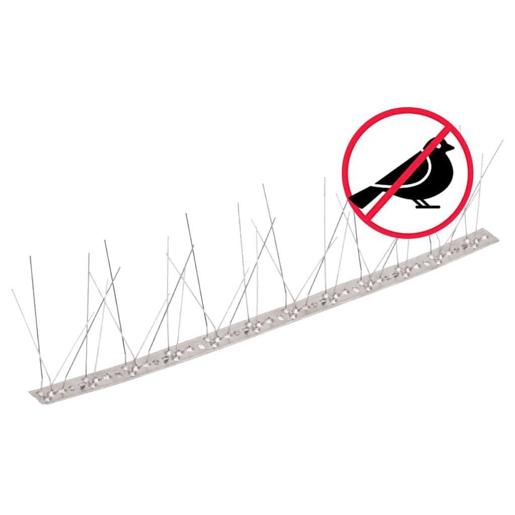 Conjunto 20 picos para pássaros e pombos 5 filas 10m aço inoxidável