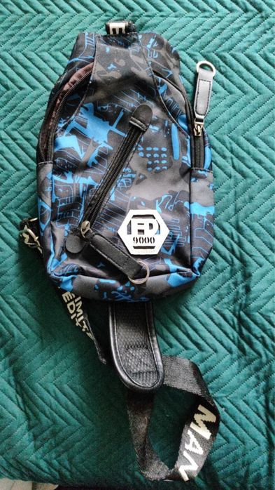 Сумка бананка синьо чорна