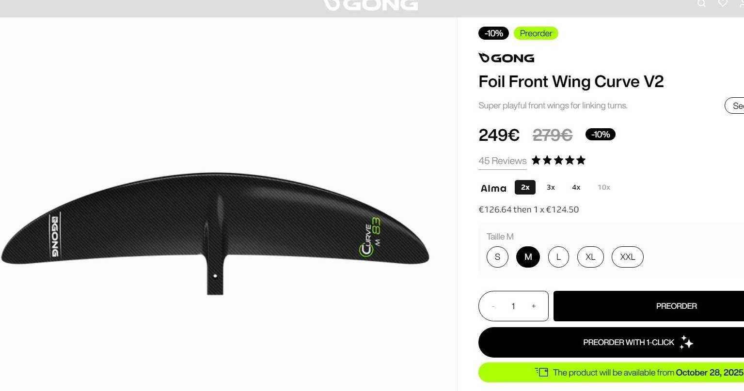Foil Front Wing Curve V2 , M e S , estado impecável