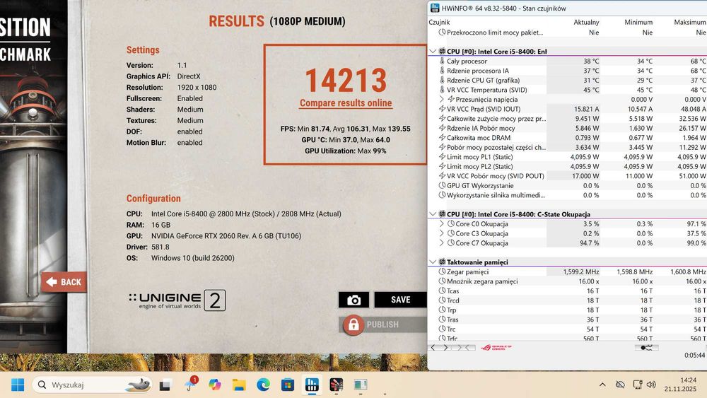 Wydajny PC. ROG Strix Z370, i5 8400, rtx 2060, 16 gb RAM