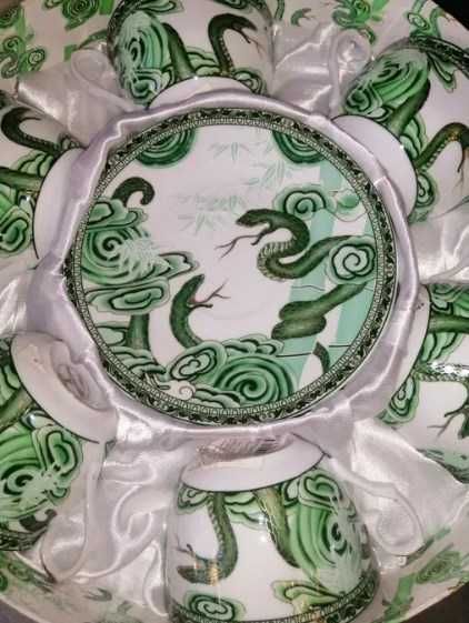 Классный чайный сервиз набор фарфор 6 персон Зелёная змея