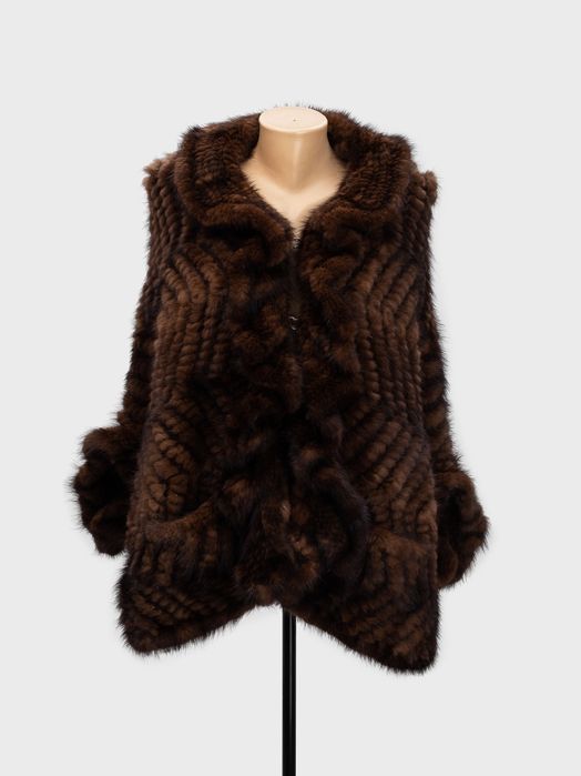 Норка пончо накидка