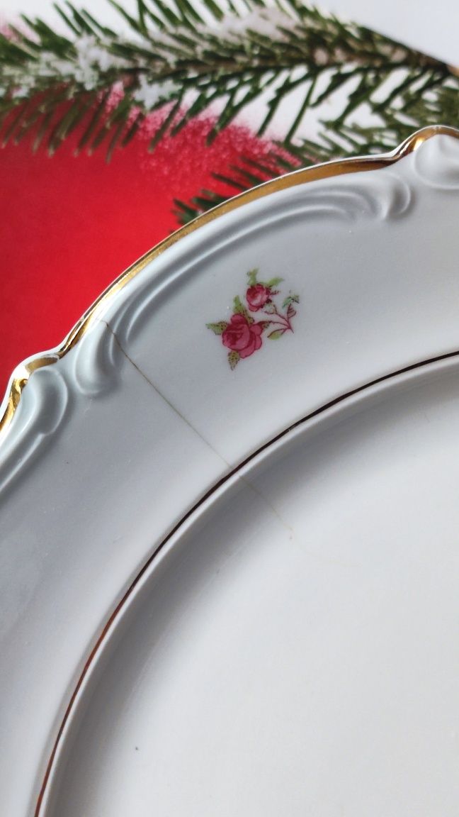 Serwis obiadowy Wałbrzych  róże piękna stara porcelana na 6 osób