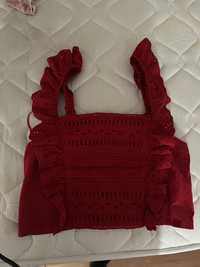 TOP stradivarius vermelho com folhos