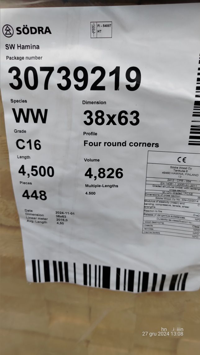 PROMOCJA Elewacja Szorstka 21x146x??? świerk skandynawski kl AB