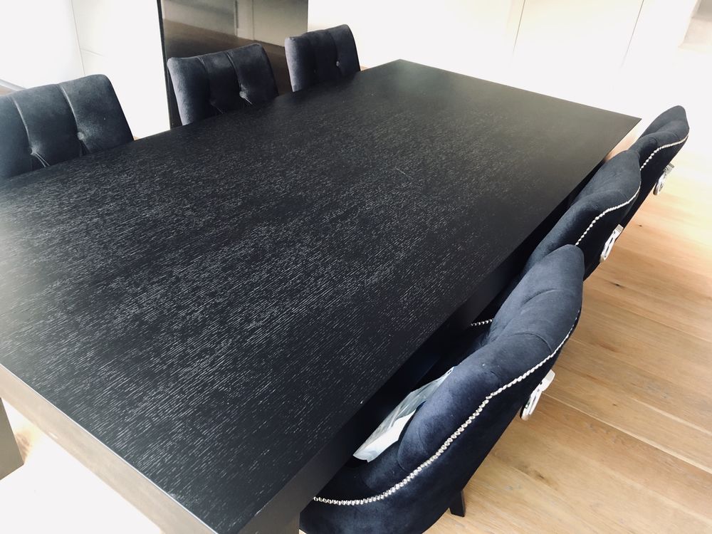 Zestaw Stół z drewna BoConcept + krzesła czarny drewniany fornir