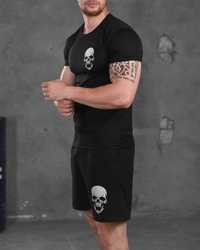 Комплект футболка Coolpass + шорты с принтом Skull черная