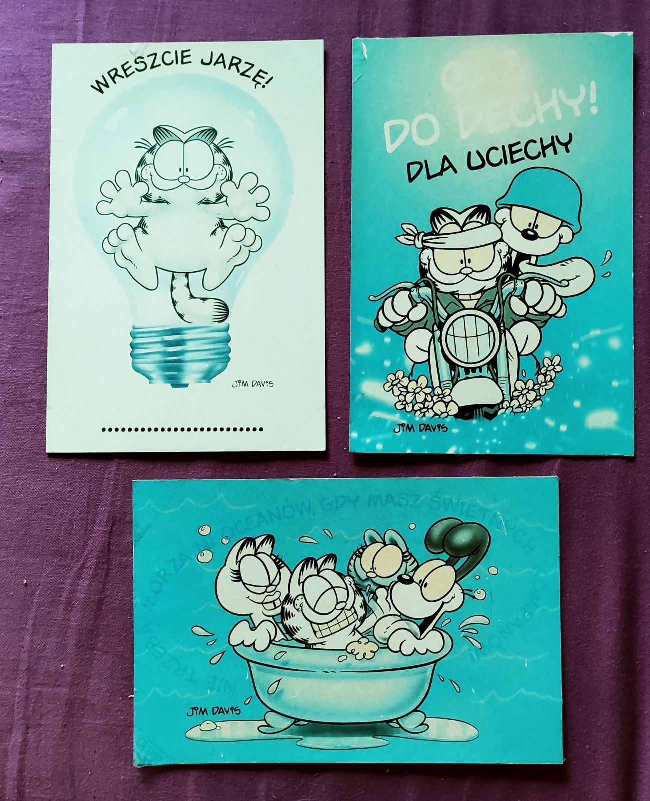6 kartek pocztowych z Garfieldem bez obiegu, czyste