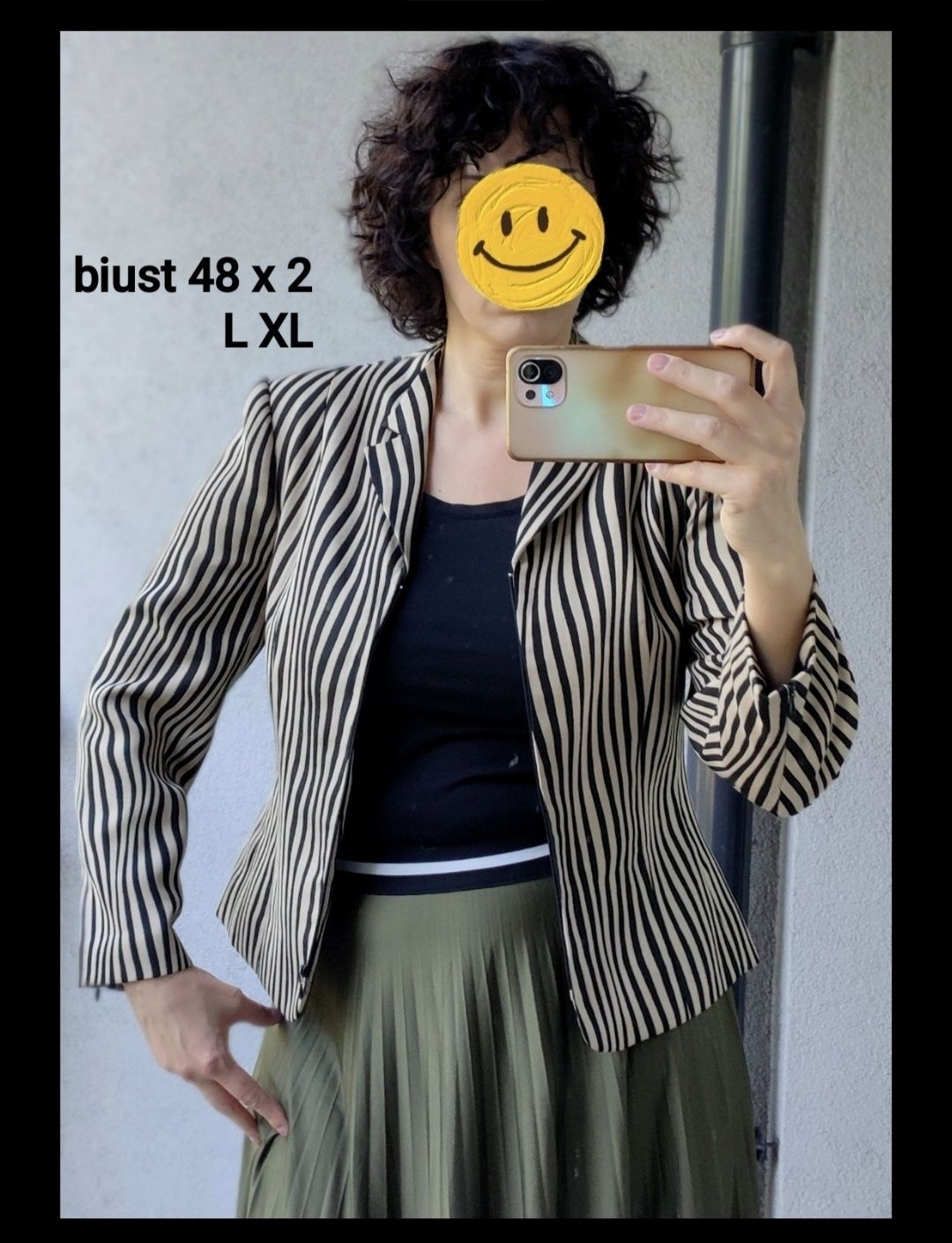 Żakiet marynarka damska biust 48 x 2 M L zebra zamek vintage lata 90