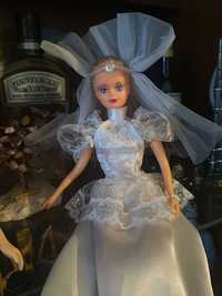 Ретро лялька 90х, кукла-невеста в свадебное платье Санди, гибкая