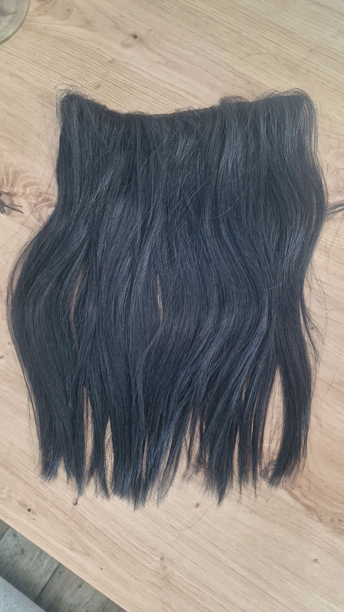 Czarne włosy naturalne hairband, hairtalk extensions na żyłce 40 cm