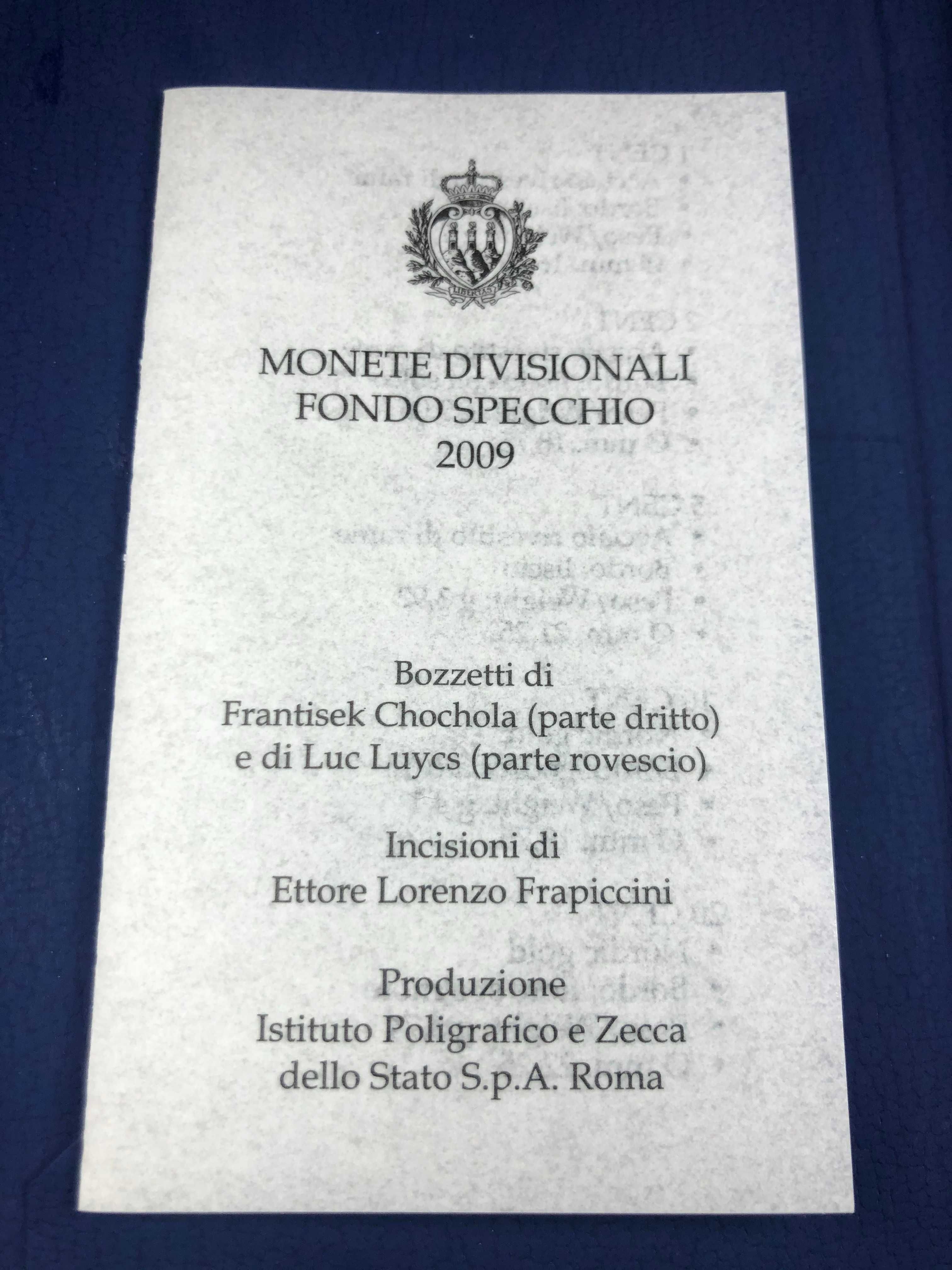 Set Anual Euros San Marino 2009 Proof com Estojo Especial