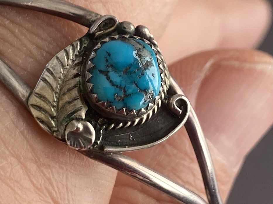 Срібний браслет з натуральною бірюзою 925 .