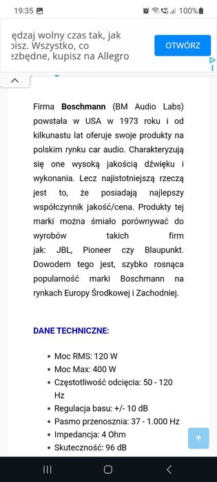 Sprzedam subufer samochodowy