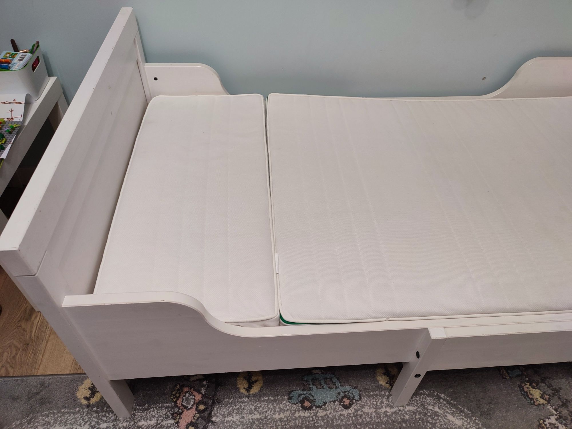 Łożko Ikea Sundvik drewniane białe regulowane materac