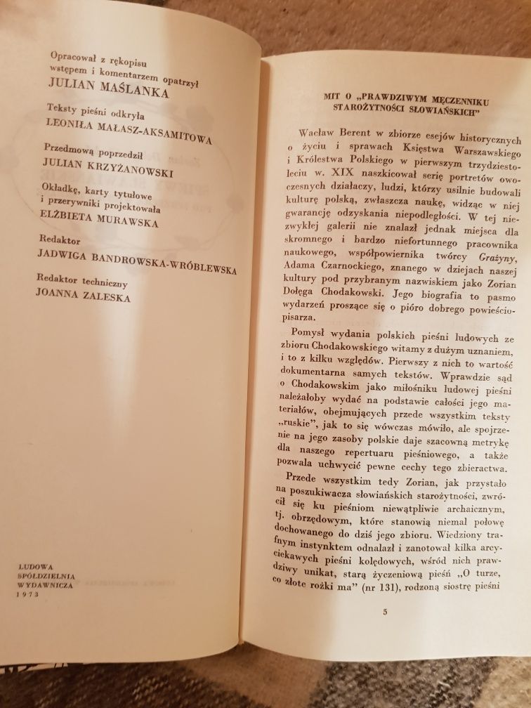 Z.Dołęga Chodakowski Śpiewy Sławiańskie LSW 1973