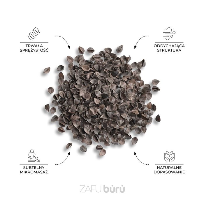 Poduszka do jogi i medytacji ZAFU - Polska łuska gryki, biały nadruk