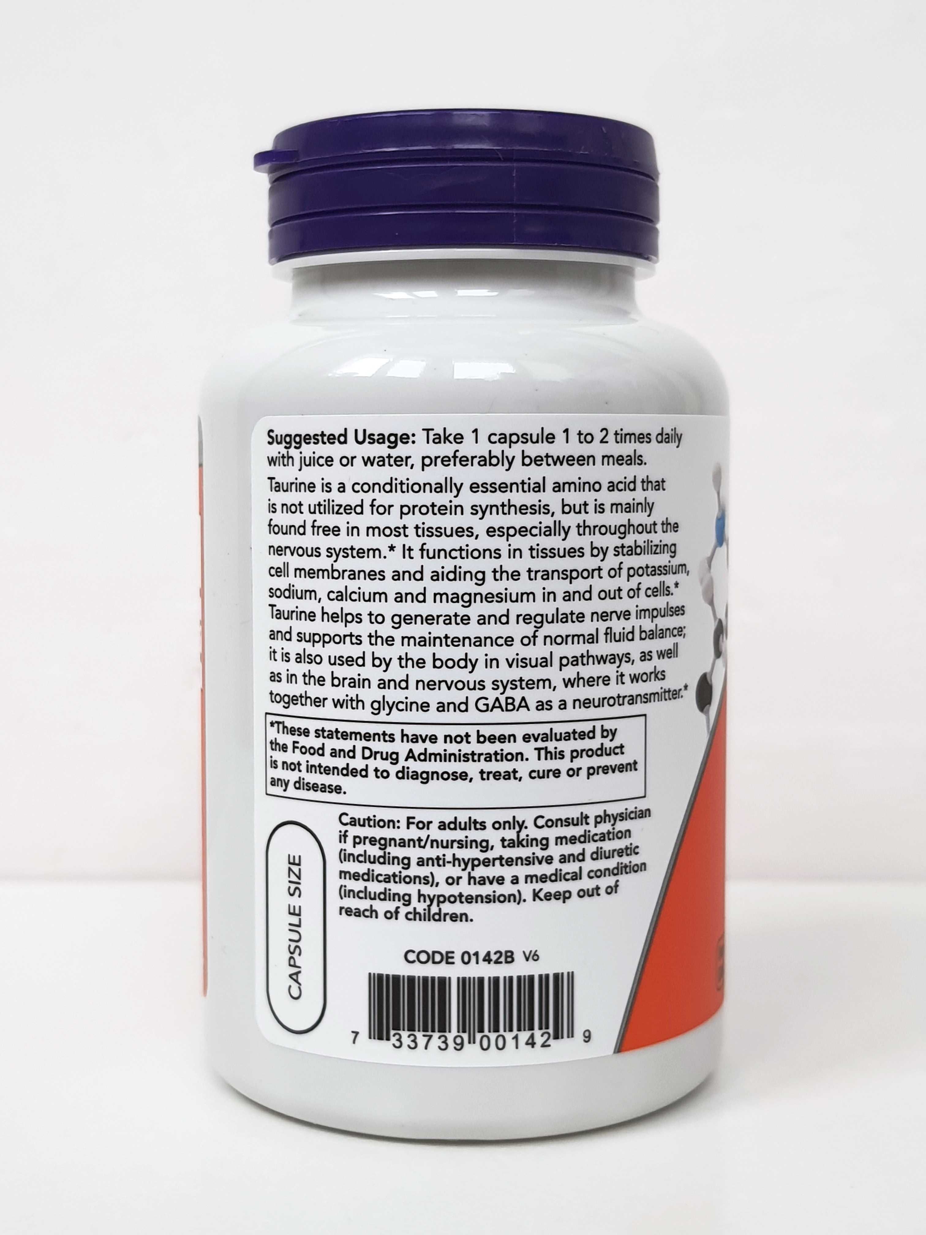 Таурин Now Foods, 500/1000 мг, 100 капсул