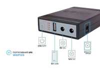 ИБП для роутера, повербанк MINI DC UPS WGP103 (10400mAh, 5V/9-12V)