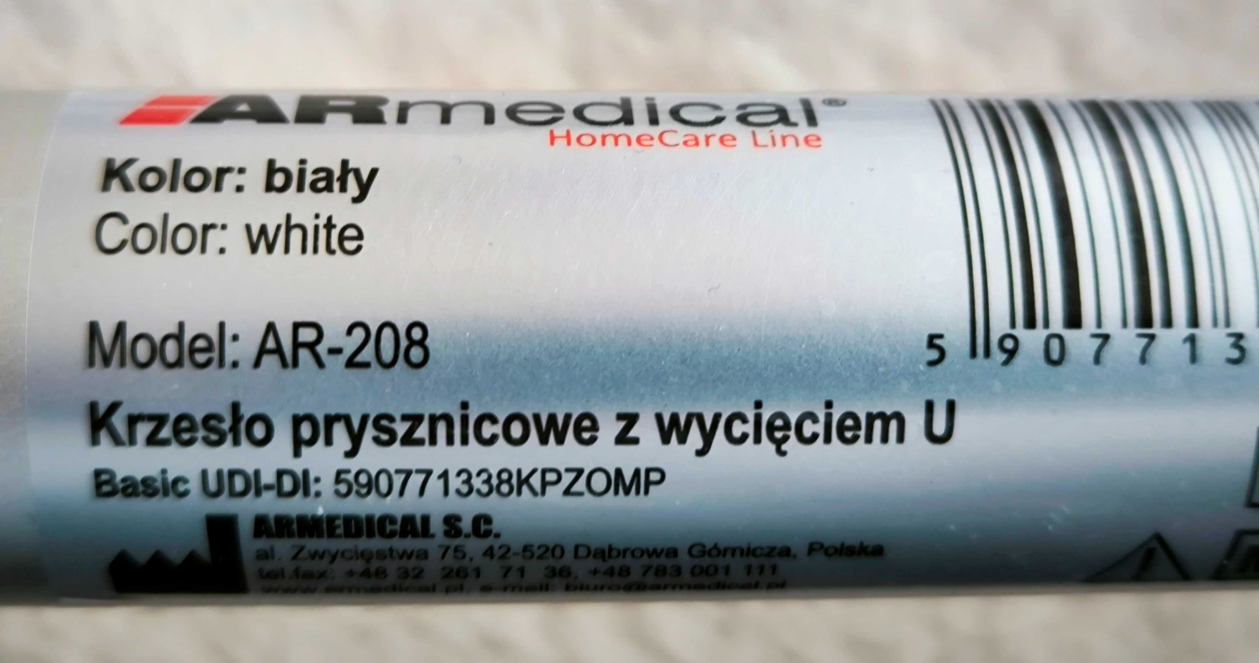 Krzesło prysznicowe z oparciem i wycięciem U AR-208 NOWE TANIEJ