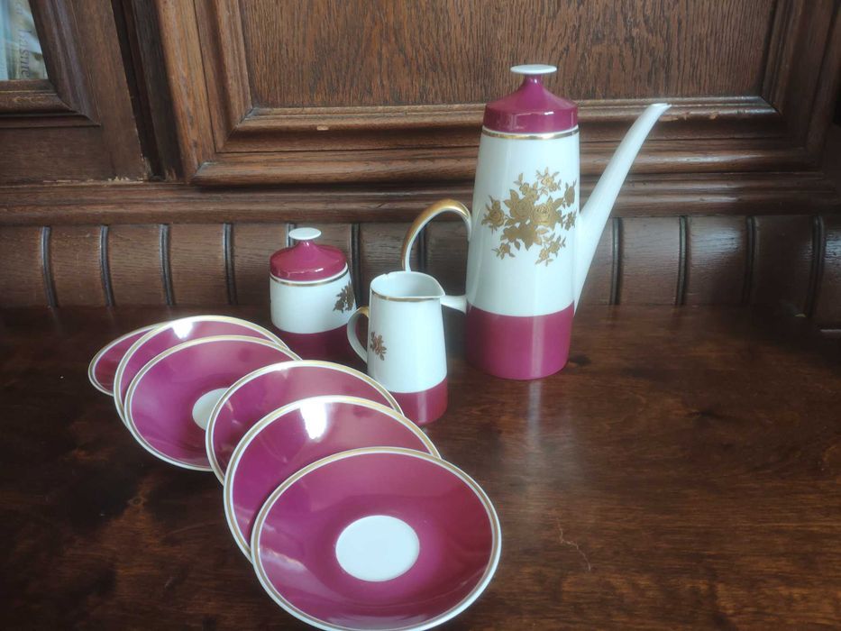 Serwis do kawy Lichte (NRD/ PRL) piękna porcelana elementy