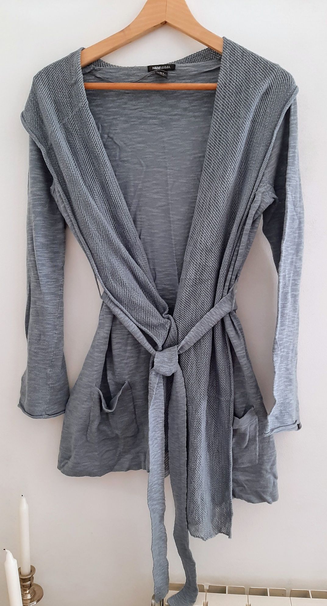 Cardigan 3/4, com cinto, tam. S, H&M