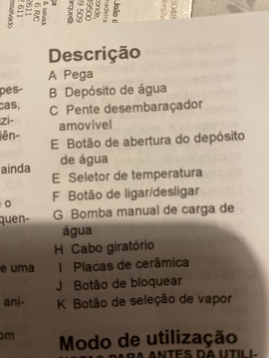 Alisador cabelo a vapor