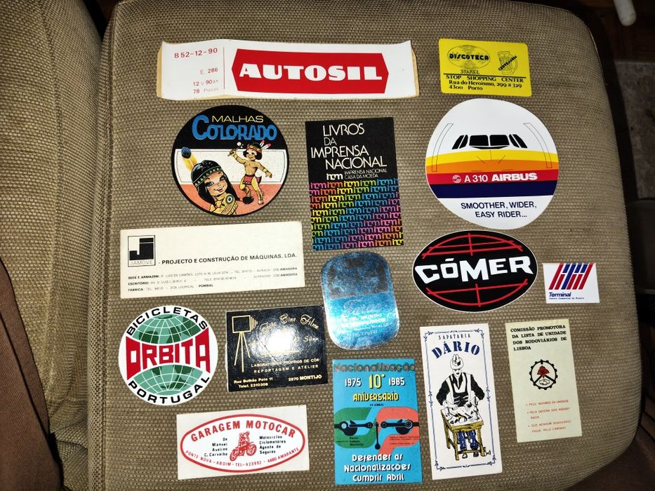 Stickers variados autocolantes antigos vintage